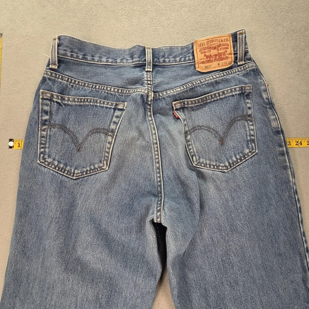 Levis‎ 560 Jeans Mens Medium Wash Blue Denim Relaxed Tapered Zip Fly Fits 30x28
